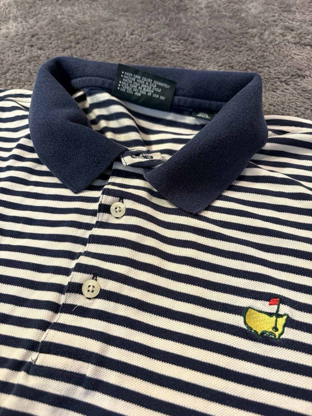 Masters Collection Golf Polo Men's L Navy White Stripe Cotton